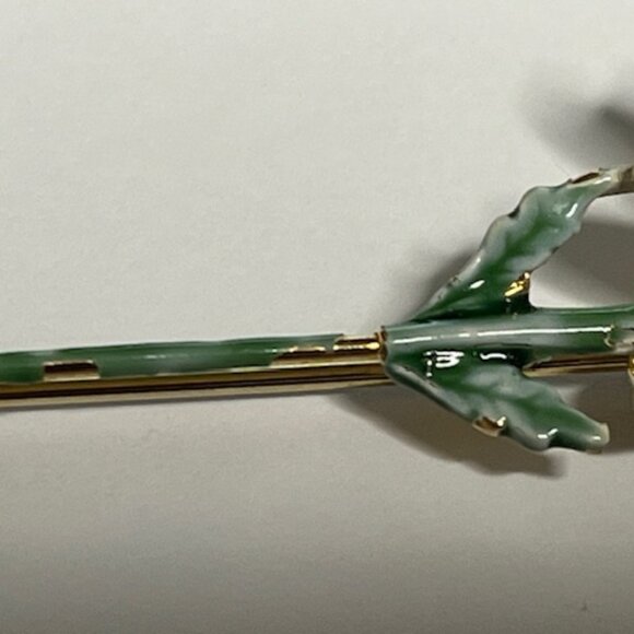 VTG Hand Painted Daisy Flower in Pot Brooch Metal Enamel Pin 1.5"x3.25" - Picture 10 of 14